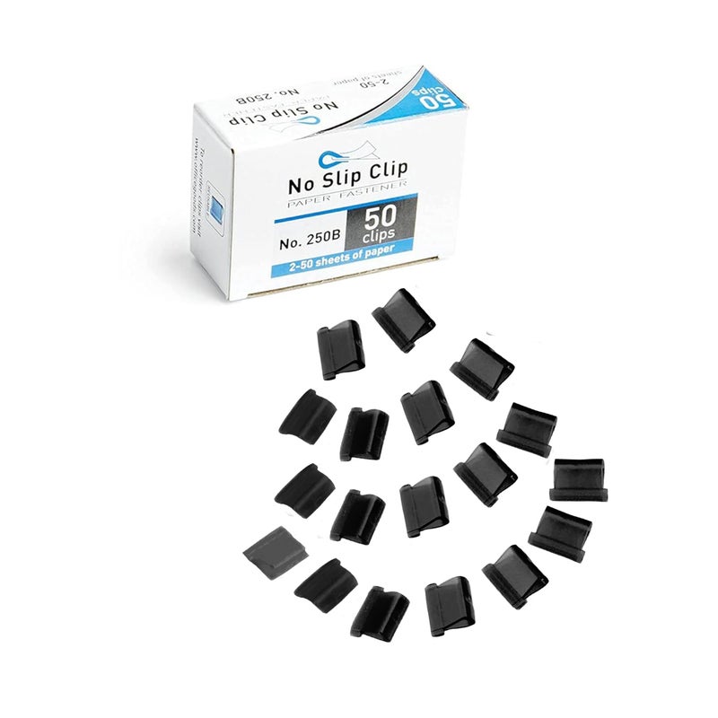 OfficeGoods No Slip Clip Refills - Binds Up to 50 Pages - Reusable - Works with No Slip Clip Dispenser - 50 ct Box Each Small & Large - 100 ct Total - Black - Image 1